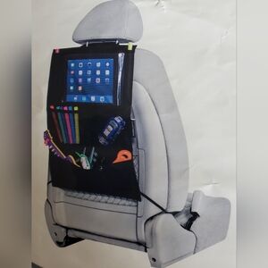 Black Rear Car Seat Organizer with Multiple Pockets